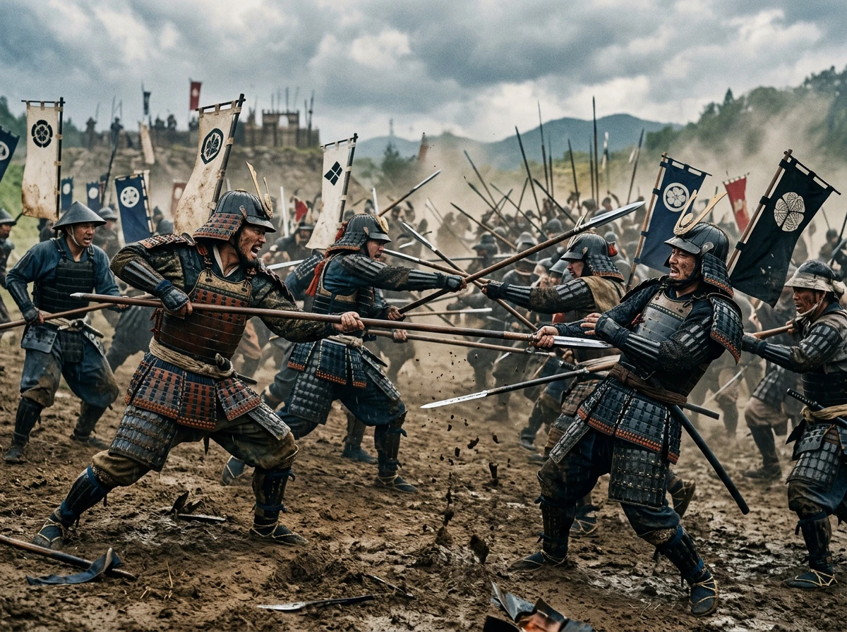 A Japanese yari, the straight-bladed thrusting spear carried by samurai and ashigaru during the Sengoku period.